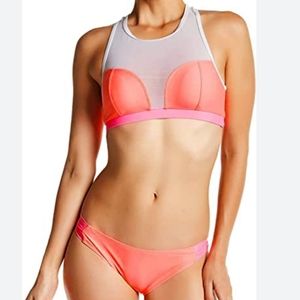 Color-Block Bikini ~ 2pc Mesh Top Matching Bottom,M